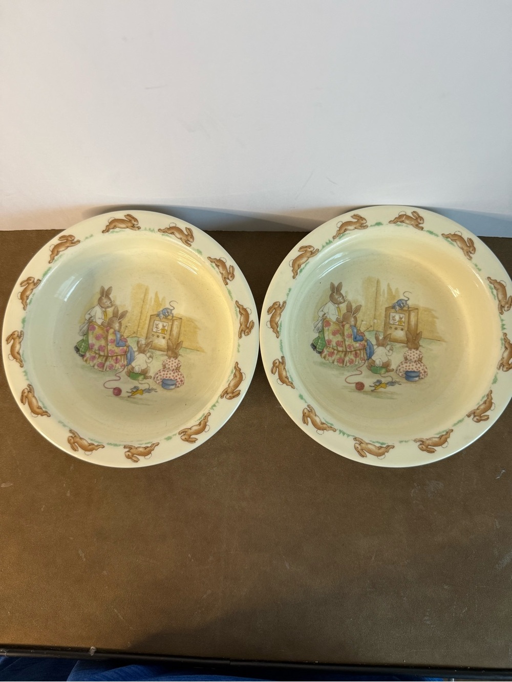 Vintage Royal Doulton Bunnykins TV Time Plates Set of 2